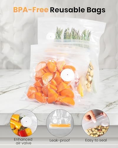 FEPPO Vacuum Sealer for Food with Visible Water Tank, 30 Reusable Bags