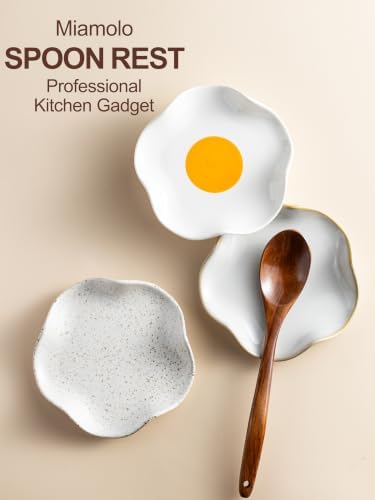 Miamolo Spoon Rest for Kitchen Counter, Ceramic Spoon Holder Heat-Resistant