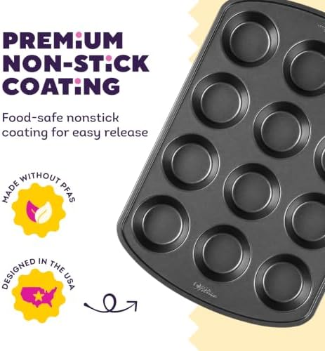 Wilton Gold Non-Stick Muffin Pan, Made Without PFAS, 12-Cup