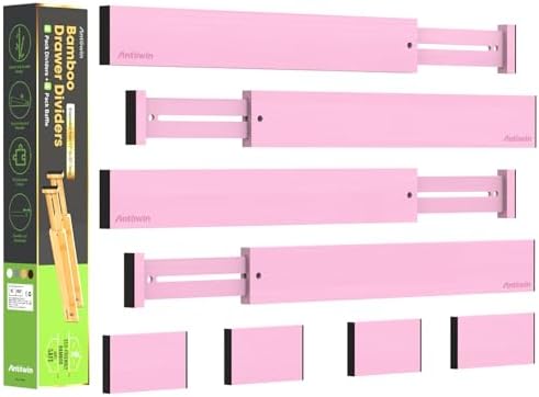 ANTOWIN Expandable Bamboo Drawer Dividers, Fits 17.6-21.6" Drawers