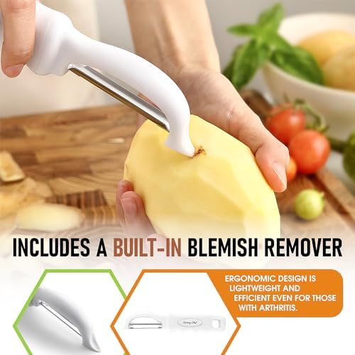 Spring Chef Swivel Potato Peeler for Kitchen with Ergonomic Handle, White