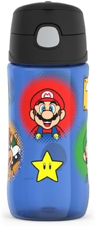 THERMOS FUNTAINER 16oz Plastic Bottle with Spout Lid, Mario