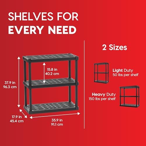IRIS USA Plastic Storage Shelves |Made in USA| 38"H x 36"W x 18"D - Black