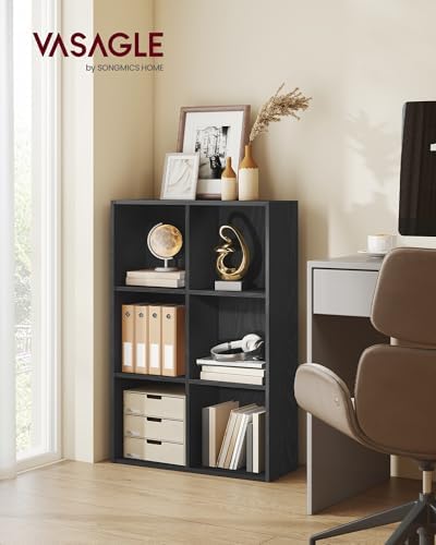 VASAGLE Bookshelf, 6 Cubes Storage Organizer, 25.8 x 9.4 x 38.7 Inches