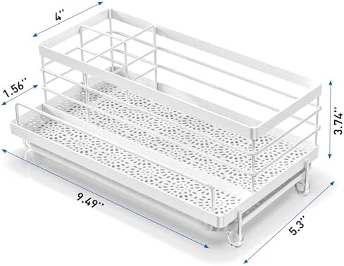 Cisily Sponge Holder for Kitchen, Sink Caddy Organizer, Kitchen Sink Accessories with Drip Tray, Rustproof and Non-slip Kitchen Sink Sponge Holder (White)