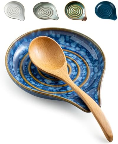 LAUCHUH Spoon Holder for Stove Top, Ceramic Spoon Rest for Kitchen Counter