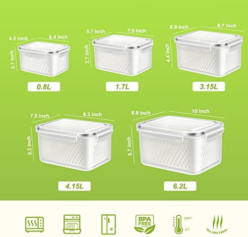 10 PS Fridge Food Plastic Storage Container with Colander