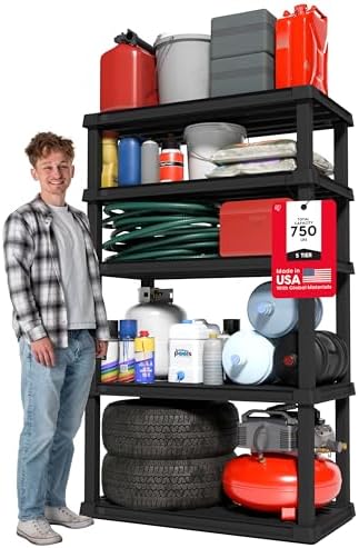 IRIS USA Plastic Storage Shelves |Made in USA| 68"H x 36"W x 18"D - Black