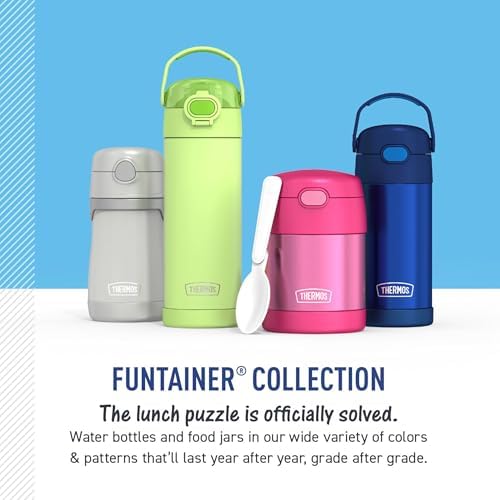 THERMOS FUNTAINER Water Bottle with Straw, 12oz, Spiderman