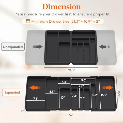 Lifewit Utensil Organizer for Kitchen Drawer, Expandable Cooking Tray