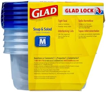 Glad GladWare Medium Rectangle Food Storage Containers, 24 Oz, 5 Count