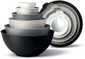 COOK WITH COLOR Mixing Bowls with TPR Lids - 12 Piece Plastic Nesting Set includes 6 Prep and Lids, Microwave Safe Bowl (Black Ombre)