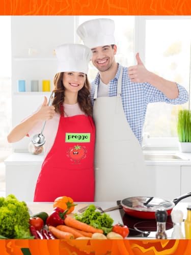 8 Pcs Pregnant Chef Couples Costume Set 2 Preggo Sauce Jar Apron 2 Cook Apron Chef Apron with 2 Hat and 2 Soup Spoon for Couples