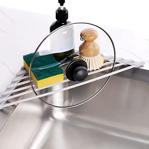 Tomorotec Triangle Roll Up Dish Drying Rack with Silicone Coating, Gray