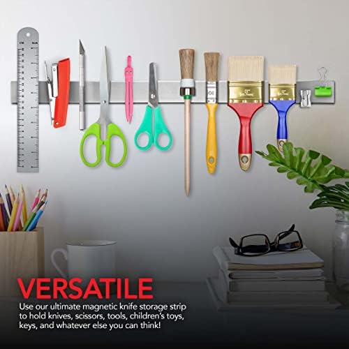 Modern Innovations Magnetic Knife Holder for Wall and Fridge - 24" Knife Magnetic Strip, Magnet Kitchen Knife Holder and Rack, Stainless Steel Magnetic Knife Bar for Kitchen Utensils