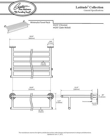 Gatco 4247 Latitude II 24-Inch Towel Rack with Bar, Wall Mounted Bathroom Towel Rack, Chrome