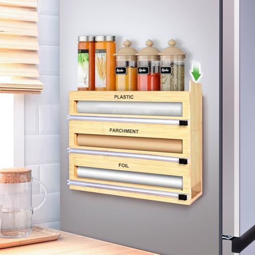 MSJGA Magnetic Plastic Wrap Dispenser with Cutter for Drawer&Refrigerator