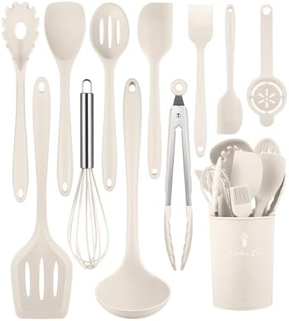Khaki Kitchen Utensils Set-12 Pieces Silicone Cooking Utensils Set