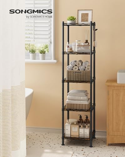 SONGMICS 5-Tier Bathroom Shelf, Storage Rack for Small Space