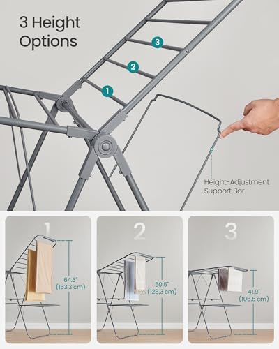 SONGMICS Clothes Drying Rack, Foldable 2-Level Stee Laundry Drying Rack