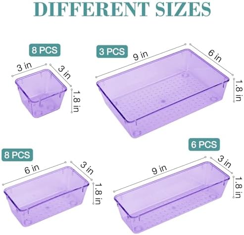 25 PCS Drawer Organizer Set, 5 Size Bathroom and kitchen organizer Trays