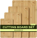 ROYAL CRAFT WOOD Wooden Cutting Boards for Kitchen Meal Prep & Serving - Bamboo Wood Serving Board Set with Deep Juice Groove Side Handles - Charcuterie & Chopping Butcher Block for Meat