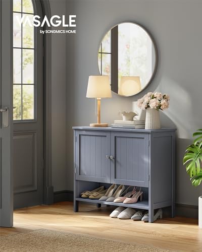 VASAGLE 4-Tier Shoe Cabinet, Farmhouse Freestanding Storage Organizer