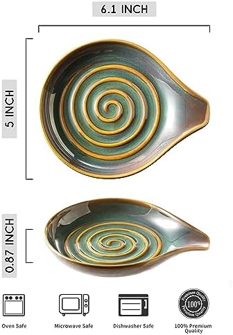 LAUCHUH Spoon Rest for Stove Top, Ceramic Spoon Holder for Kitchen Counter