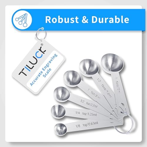 TILUCK Stainless Steel Measuring Cups & Spoons Set,Coffee Scoop Spoon