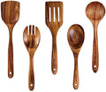 Wooden Kitchen Utensil Set, 5 PCS Natural Teak Wooden Spoons for Cooking