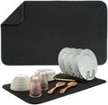 S&T INC. Dish Drying Mat, 18" x 30", Jumbo, Black