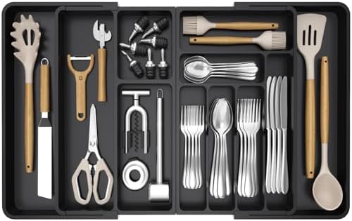 Lifewit Utensil Organizer for Kitchen Drawer, Expandable Cooking Tray