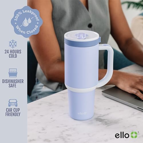 Ello Oasis 24oz Insulated Stainless Steel Tumbler with Straw,Twilight Blush