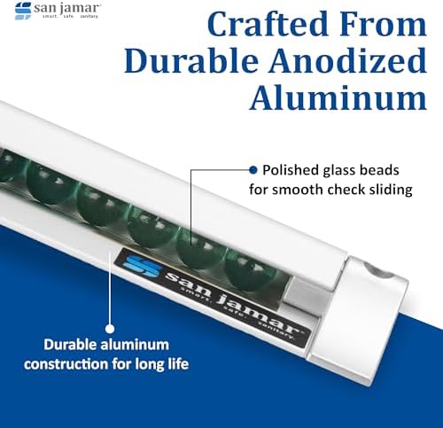 San Jamar Order Ticket Holder for Restaurant – 18" Anodized Aluminum Metal Receipt Holder with Grip Track – Durable Wall Mount Check Rack for Kitchen, Restaurant and Service Counters