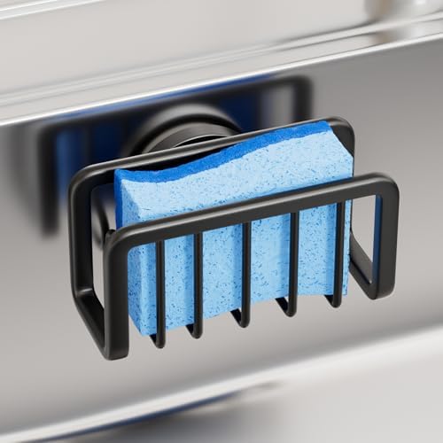TAILI Black Sponge Holder for Kitchen Sink with Strong Suction Cup