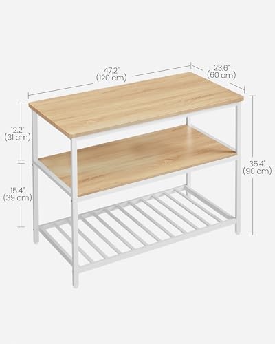 VASAGLE Kitchen Island with 3 Shelves, Storage Cabinet, Steel Structure