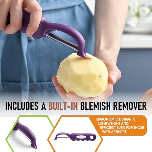 Spring Chef Swivel Potato Peeler with Ergonomic Handle, Purple