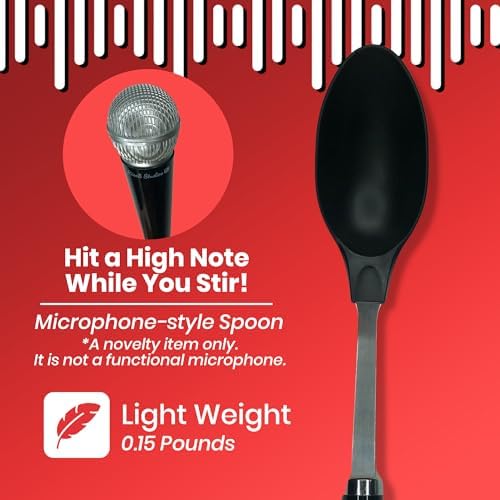 Microphone Spoon Kitchen Utensil - Fun Novelty Cooking Gadget & Unique Gift for Musicians, Singers, Karaoke Stars - Music Themed Housewares