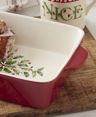 Lenox Holiday Stoneware Small Rectangular Christmas Baking Dish