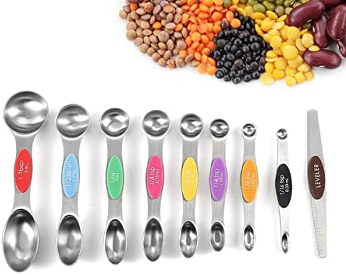 19-Pc Magnetic Measuring Cups and Spoons Set, with Lid, Rainbow