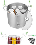 VEVOR 21 QT Canning Pot with Rack and Lid, Stainless Steel Waterbath Canner with Dual Handle and Glass Lid, Compatible with All Cooktops: Induction, Gas, Electric, Glass, Ceramic, Halogen