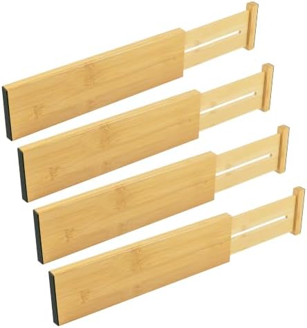 Utoplike Bamboo Dresser Drawer Dividers, Expandable Organizer for Clothing