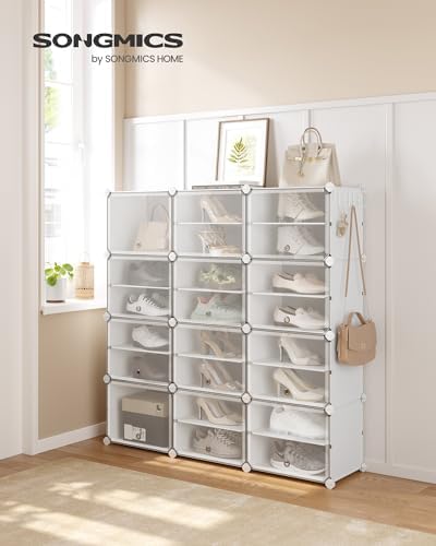 SONGMICS Shoe Rack, 12-Tier with Doors, 48-Pair Storage Cabinet