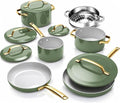 Gotham Steel Modern 11 Pc Ceramic Cookware Set, Elegantly Designed Pots and Pans Set Non Stick with Steamer, Induction Bottom, Premium Stay Cool Handles, Non Toxic PFOA Free, Oven & Dishwasher Safe