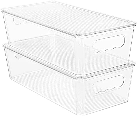 Vtopmart 2pcs Clear Stackable Storage Bins with Lids