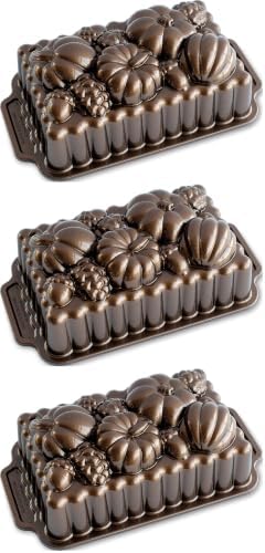 Nordic Ware Harvest Bounty Loaf Pan, 6 cup capacity (Pack of 3)