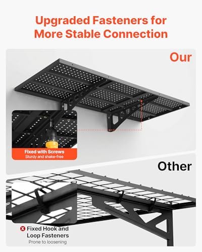 VEVOR 2-Tier Heavy Duty Wall Garage Shelving, 1.64 x 4 ft Steel Wall Mounted Shelving Unit, 19.68 x 48 Inch Per Shelf Floating Storage Metal Rack for Garage with 560 lbs Total Weight Capacity, Black