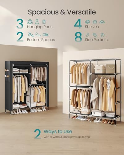 SONGMICS Portable Closet, Fabric Wardrobe, Clothes Rack with Shelves