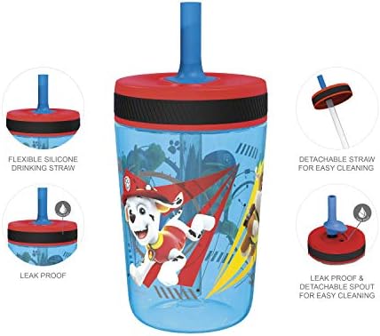 Zak Designs PAW Patrol Kelso Tumbler Set, Leak-Proof Screw-On Lid with Straw, Bundle for Kids Includes Plastic and Stainless Steel Cups with Additional Sipper (Paw Patrol- 3pc)