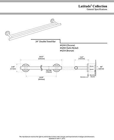 Gatco 4244 Latitude II 24" Double Towel Bar, Chrome / Wall Mounted Double Towel Holder for Bathroom